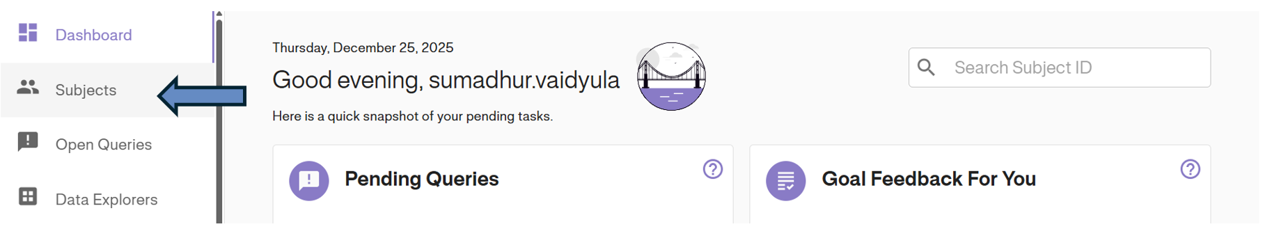 Study Dashboard Navigation